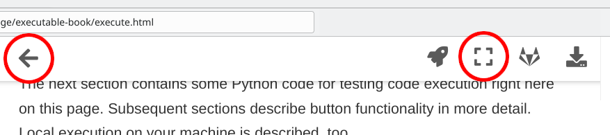 screenshot of HTML rendering with highlighted fullscreen and sidebar button