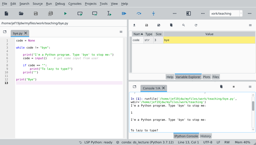 screenshot of Spyder